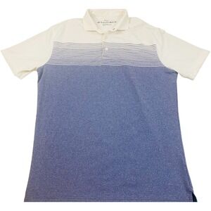 Mizzen+Main Phil Mickelson Golf Polo Shirt Blue White Striped Mens Medium Trim